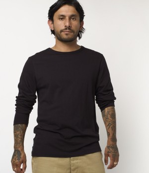 Men Merz B. Schwanen 1950sLS loopwheeled longsleeve T Shirts Black | MERZ2895760