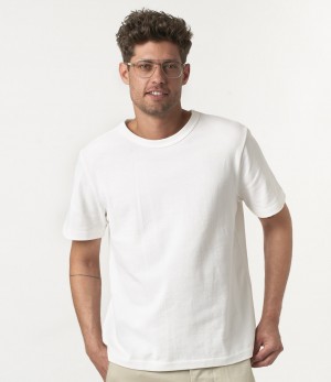 Men Merz B. Schwanen 214PK loopwheeled T Shirts White | MERZ0985267