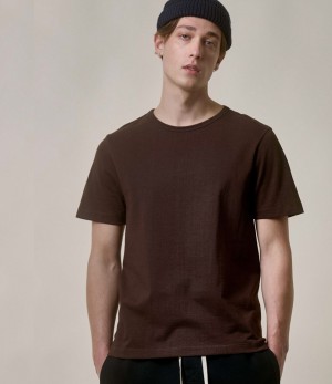 Men Merz B. Schwanen 215 loopwheeled T Shirts Coffee | MERZ1503692