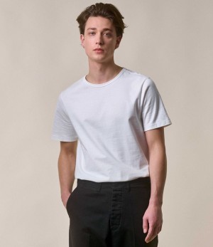 Men Merz B. Schwanen 215 loopwheeled T Shirts White | MERZ9154708