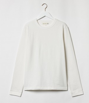Men Merz B. Schwanen 2S18 loopwheeled long sleeve heavy T Shirts White | MERZ1264075