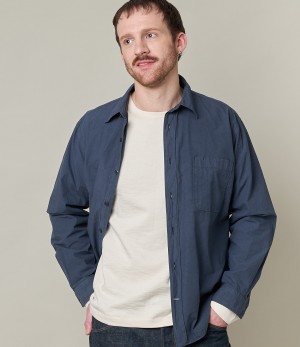 Men Merz B. Schwanen 2S18 loopwheeled long sleeve heavy T Shirts Beige | MERZ8012764