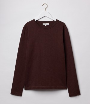 Men Merz B. Schwanen 2S18 loopwheeled long sleeve heavy T Shirts Coffee | MERZ6283519