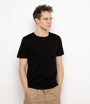 Men Merz B. Schwanen 2W15 loopwheeled T Shirts Black | MERZ6193724