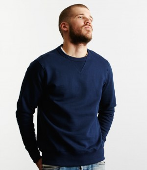 Men Merz B. Schwanen 3S48 loopwheeled heavy Sweatshirts Blue | MERZ6974283