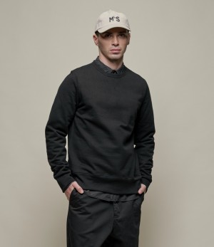 Men Merz B. Schwanen 3S48 loopwheeled heavy Sweatshirts Black | MERZ6459371