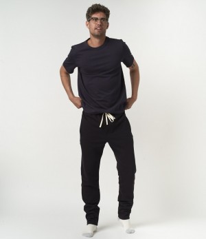 Men Merz B. Schwanen 3S50 loopwheeled Sweatpants Black | MERZ6285094