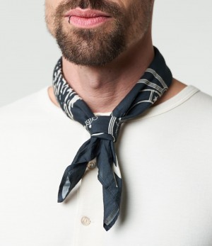 Men Merz B. Schwanen BANDANA01 cotton Scarf Blue | MERZ6735048