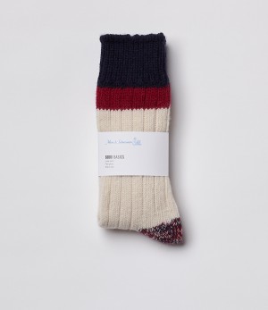 Men Merz B. Schwanen MW73 Socks Beige / Dark Red | MERZ0839154