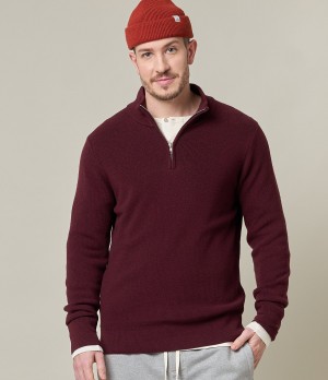 Men Merz B. Schwanen MWZP04 half-zip Pullover Burgundy | MERZ4925108