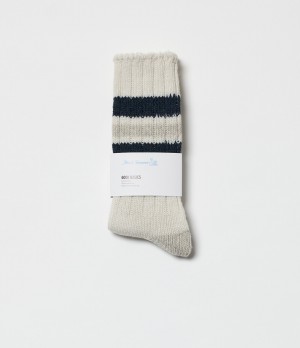 Men Merz B. Schwanen RW04 Socks Beige / Blue | MERZ0249153