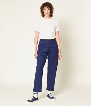 Women Merz B. Schwanen PANTS02 high waisted Pants Blue | MERZ3674852