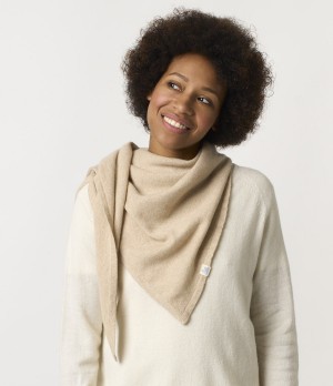 Women Merz B. Schwanen SKTS01 light triangle Scarf Beige | MERZ6450873
