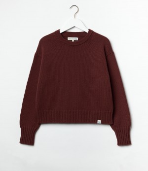 Women Merz B. Schwanen WLOCC01 crew neck Pullover Brown | MERZ1046935