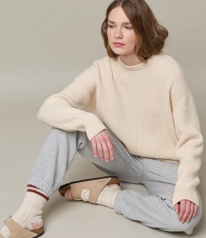 Women Merz B. Schwanen WRIB01 crew Pullover Beige | MERZ5073264