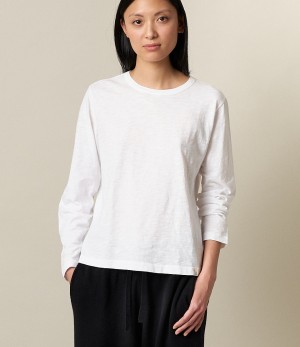 Women Merz B. Schwanen WSLS21 PIMA cotton longsleeve T Shirts White | MERZ3512496
