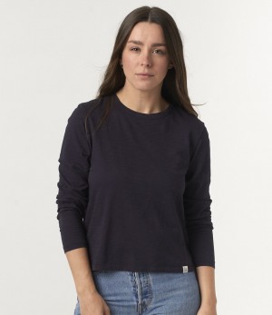 Women Merz B. Schwanen WSLS21 PIMA cotton longsleeve T Shirts Black | MERZ6279580