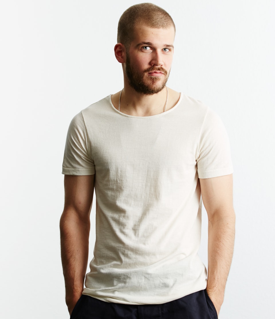 Men Merz B. Schwanen 114 loopwheeled T Shirts Beige | MERZ6495873