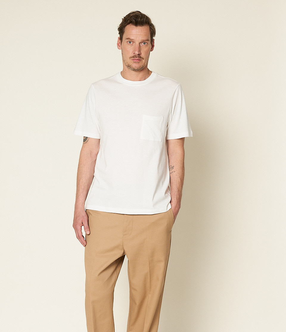 Men Merz B. Schwanen 1940sP loopwheeled T Shirts White | MERZ2403957