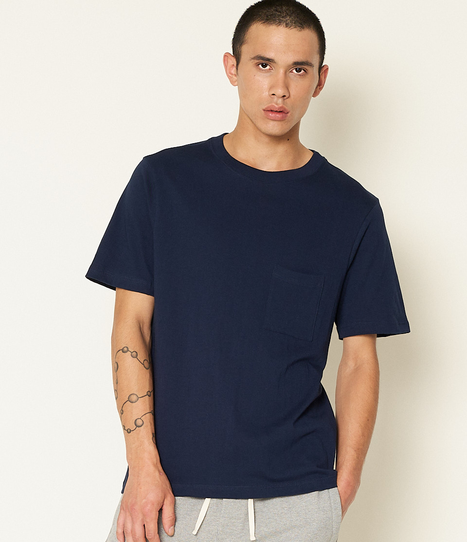 Men Merz B. Schwanen 1940sP loopwheeled T Shirts Blue | MERZ9142356