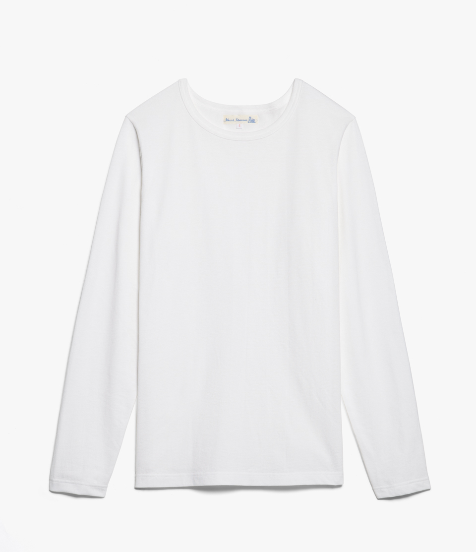 Men Merz B. Schwanen 1950sLS loopwheeled longsleeve T Shirts White | MERZ9364758