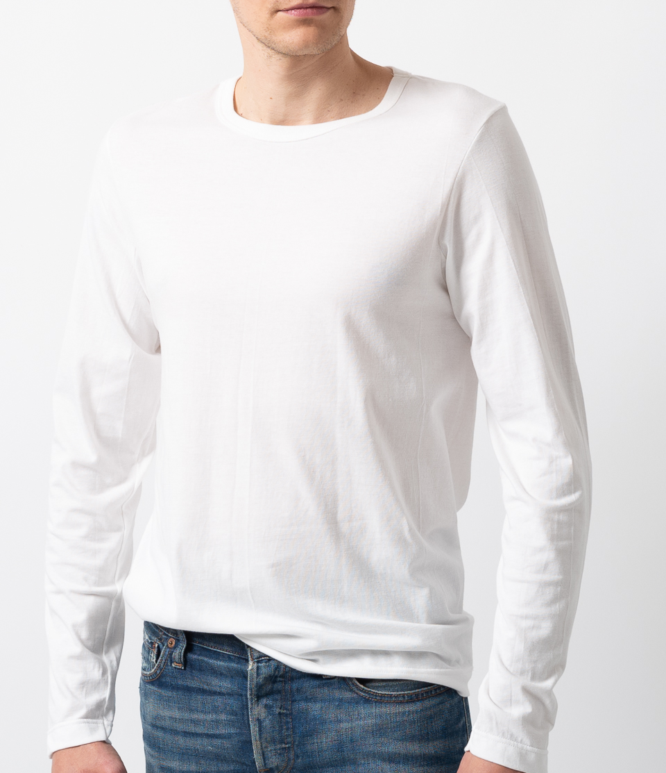 Men Merz B. Schwanen 1950sLS loopwheeled longsleeve T Shirts White | MERZ9364758