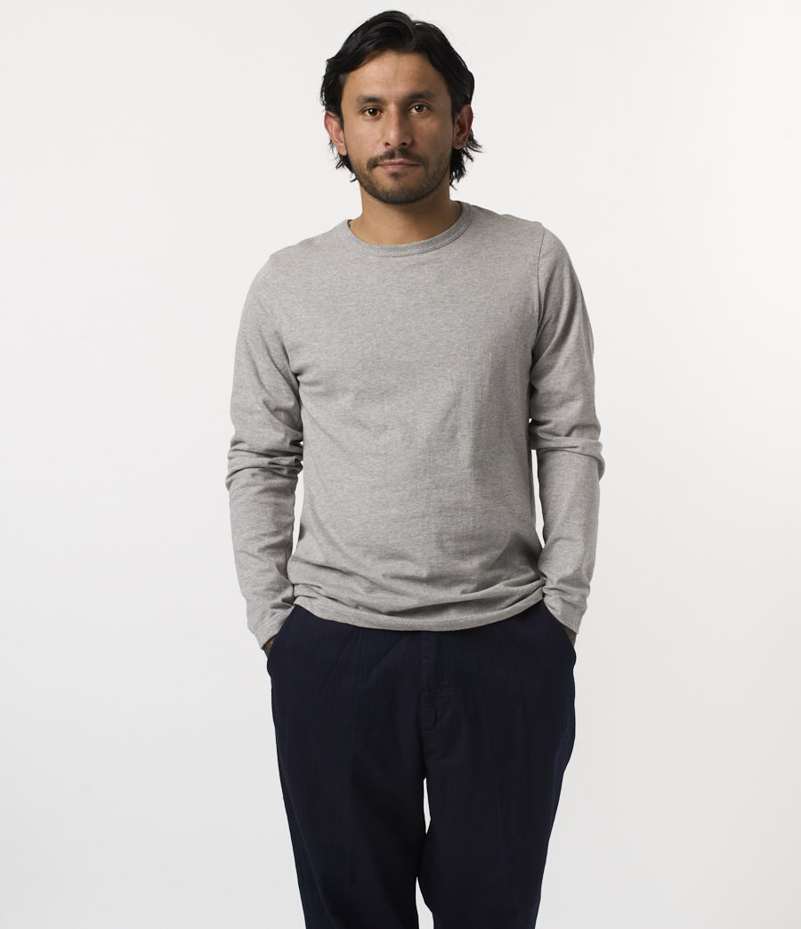 Men Merz B. Schwanen 1950sLS loopwheeled longsleeve T Shirts Grey | MERZ3098127