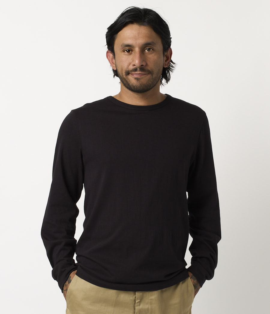 Men Merz B. Schwanen 1950sLS loopwheeled longsleeve T Shirts Black | MERZ2895760