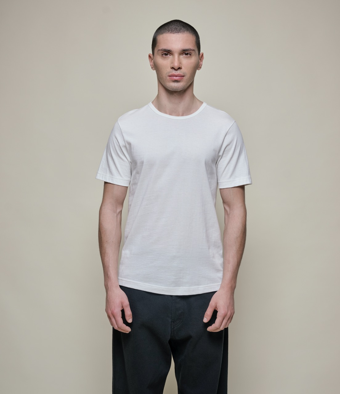 Men Merz B. Schwanen 1950s loopwheeled T Shirts White | MERZ8975013