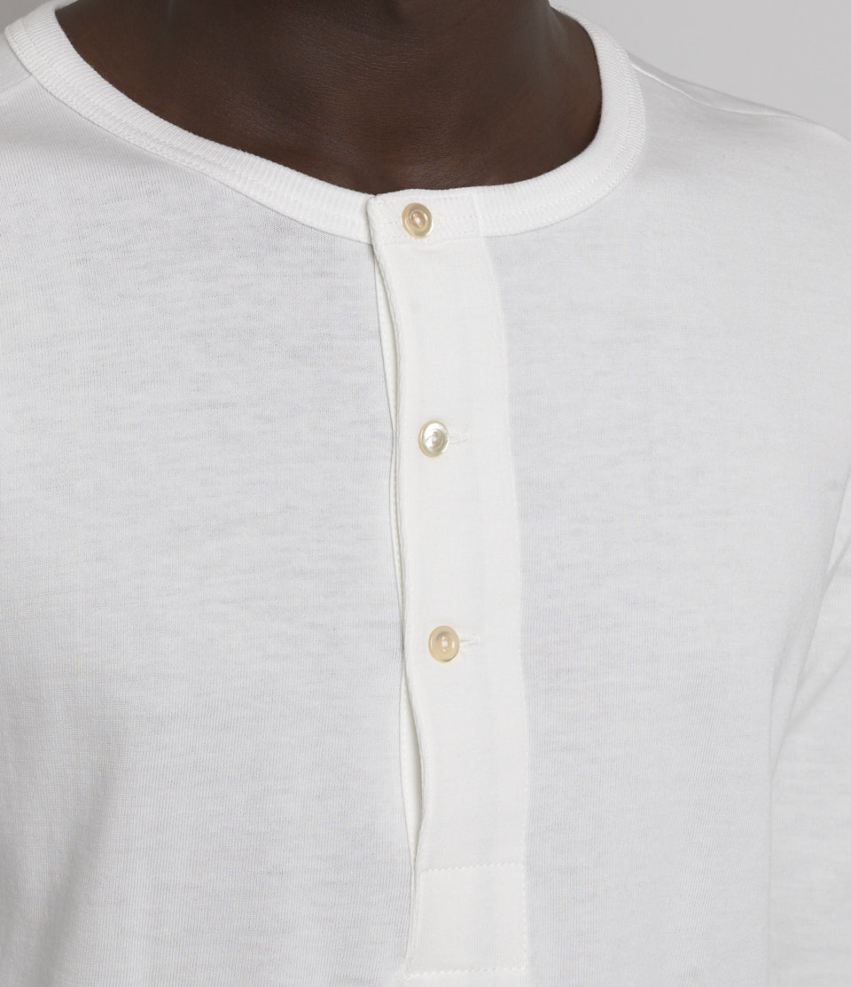 Men Merz B. Schwanen 206 loopwheeled henley T Shirts White | MERZ4389072