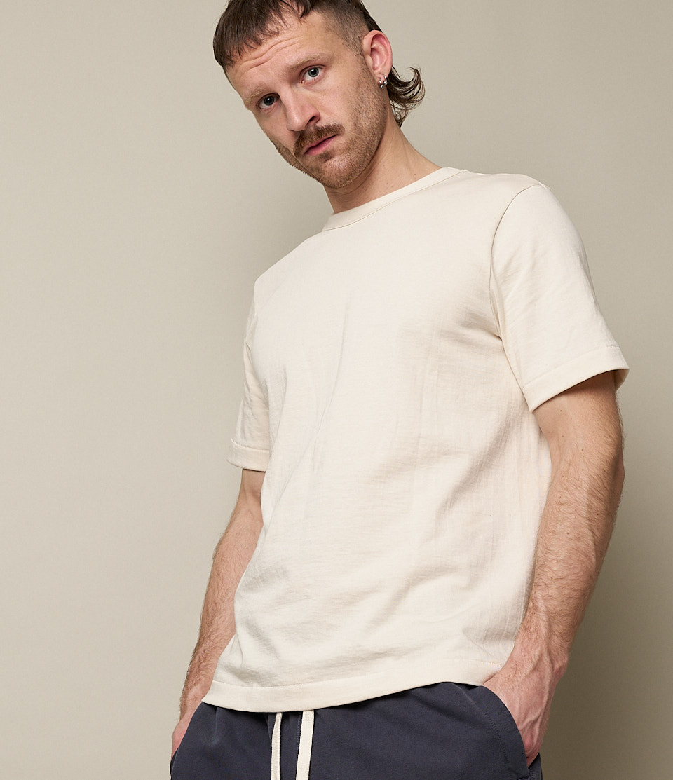 Men Merz B. Schwanen 214 loopwheeled T Shirts Beige | MERZ9048126