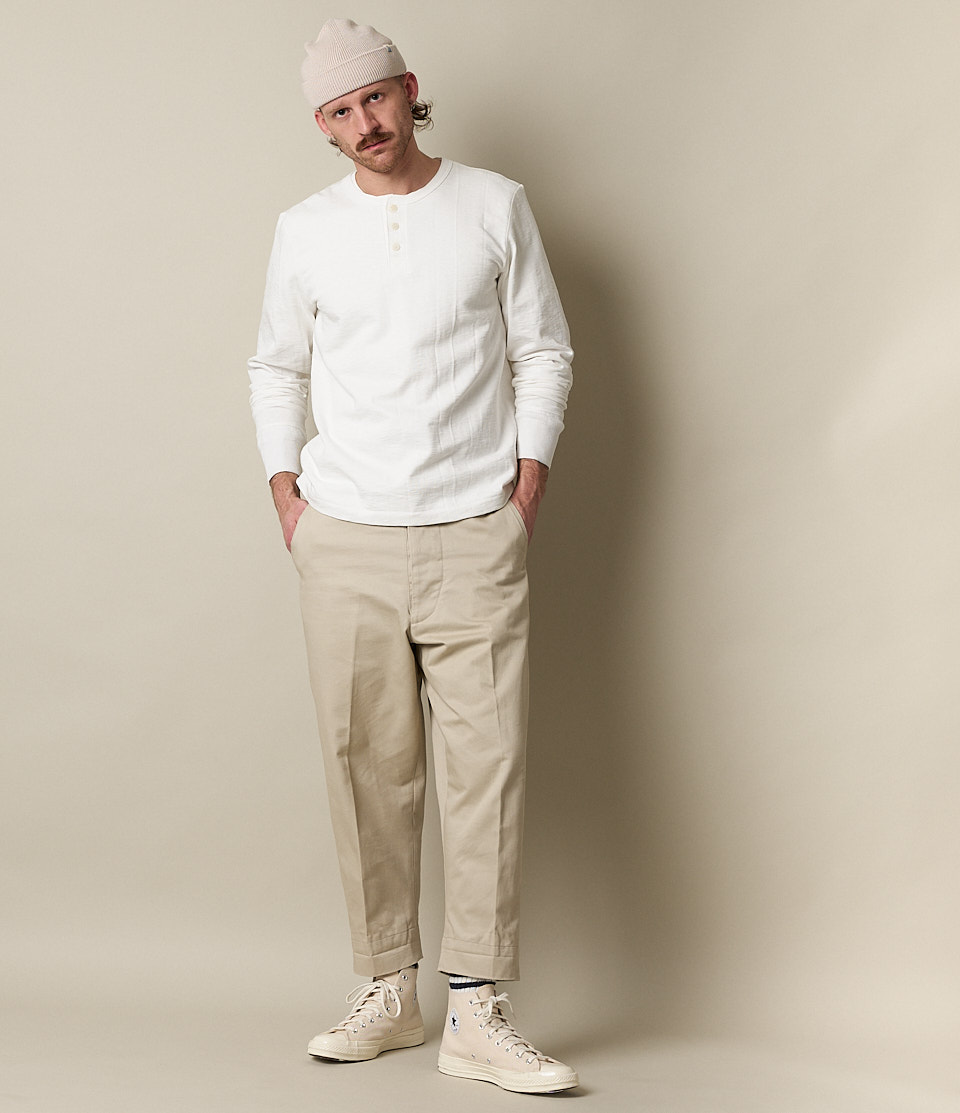 Men Merz B. Schwanen 2S04 loopwheeled henley heavy T Shirts White | MERZ0731265
