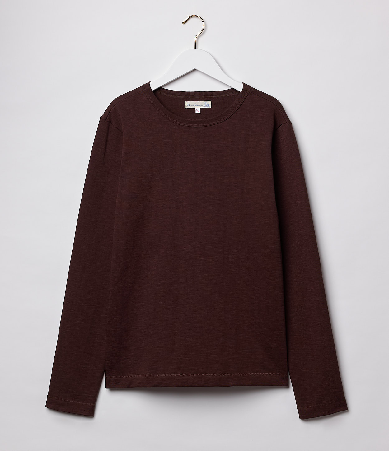 Men Merz B. Schwanen 2S18 loopwheeled long sleeve heavy T Shirts Coffee | MERZ6283519
