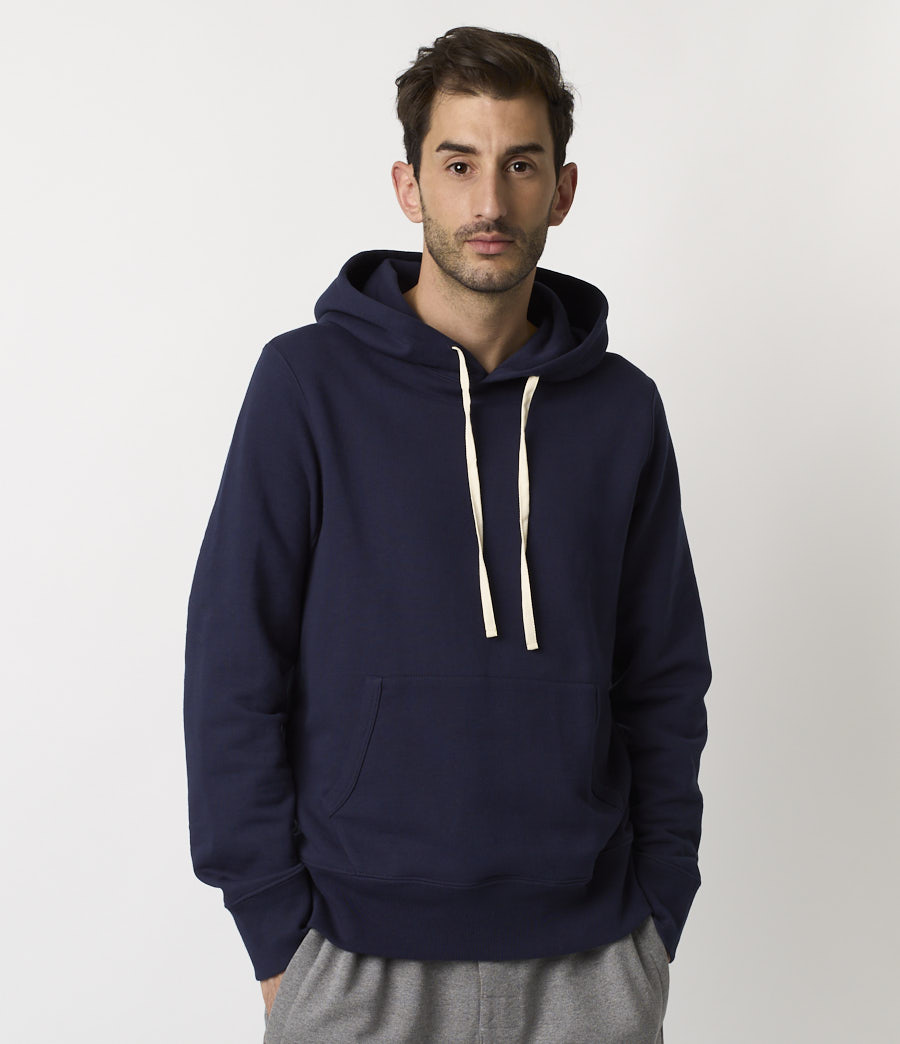 Men Merz B. Schwanen 382 loopwheeled Hoodie Blue | MERZ0274863