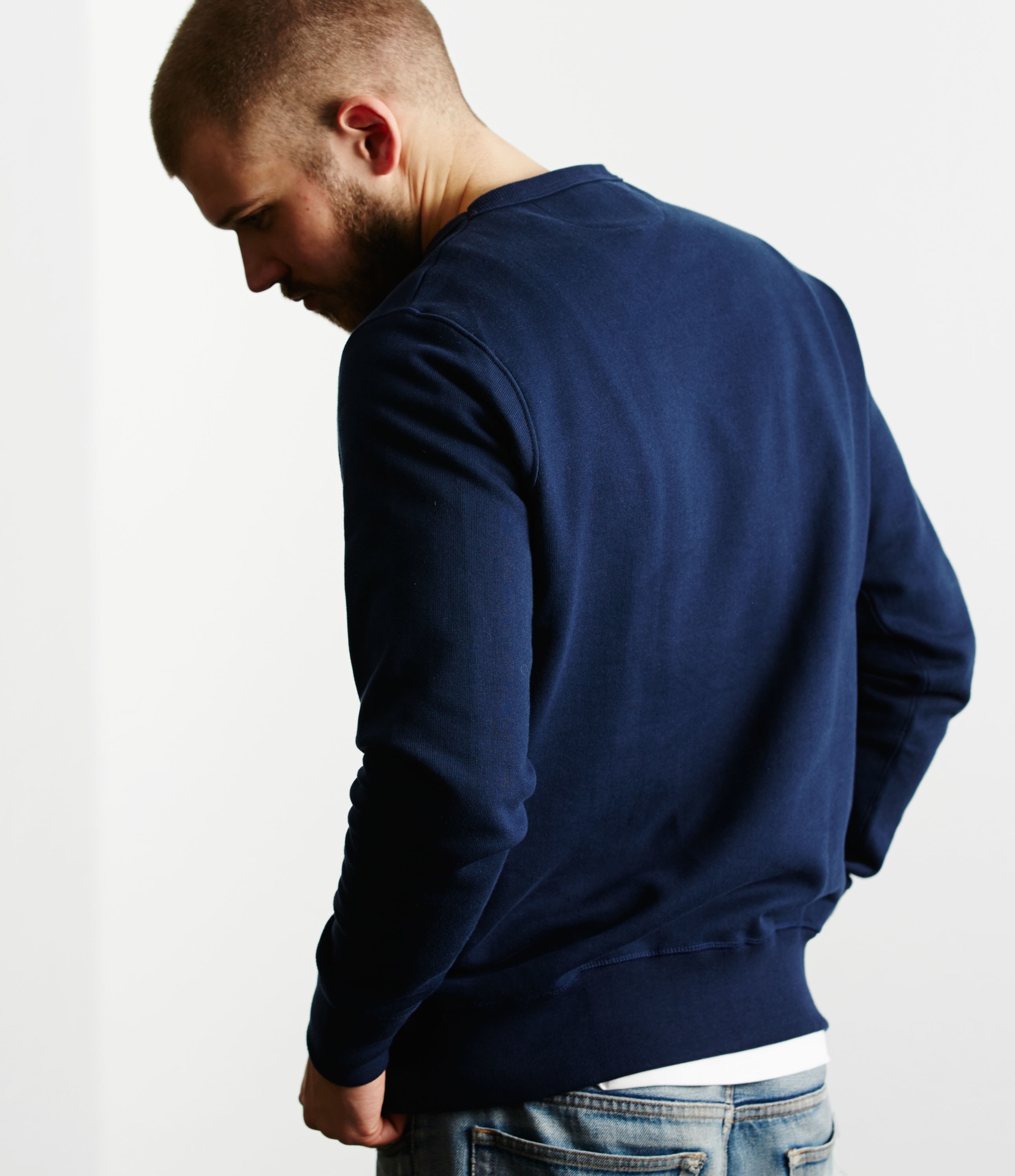 Men Merz B. Schwanen 3S48 loopwheeled heavy Sweatshirts Blue | MERZ6974283