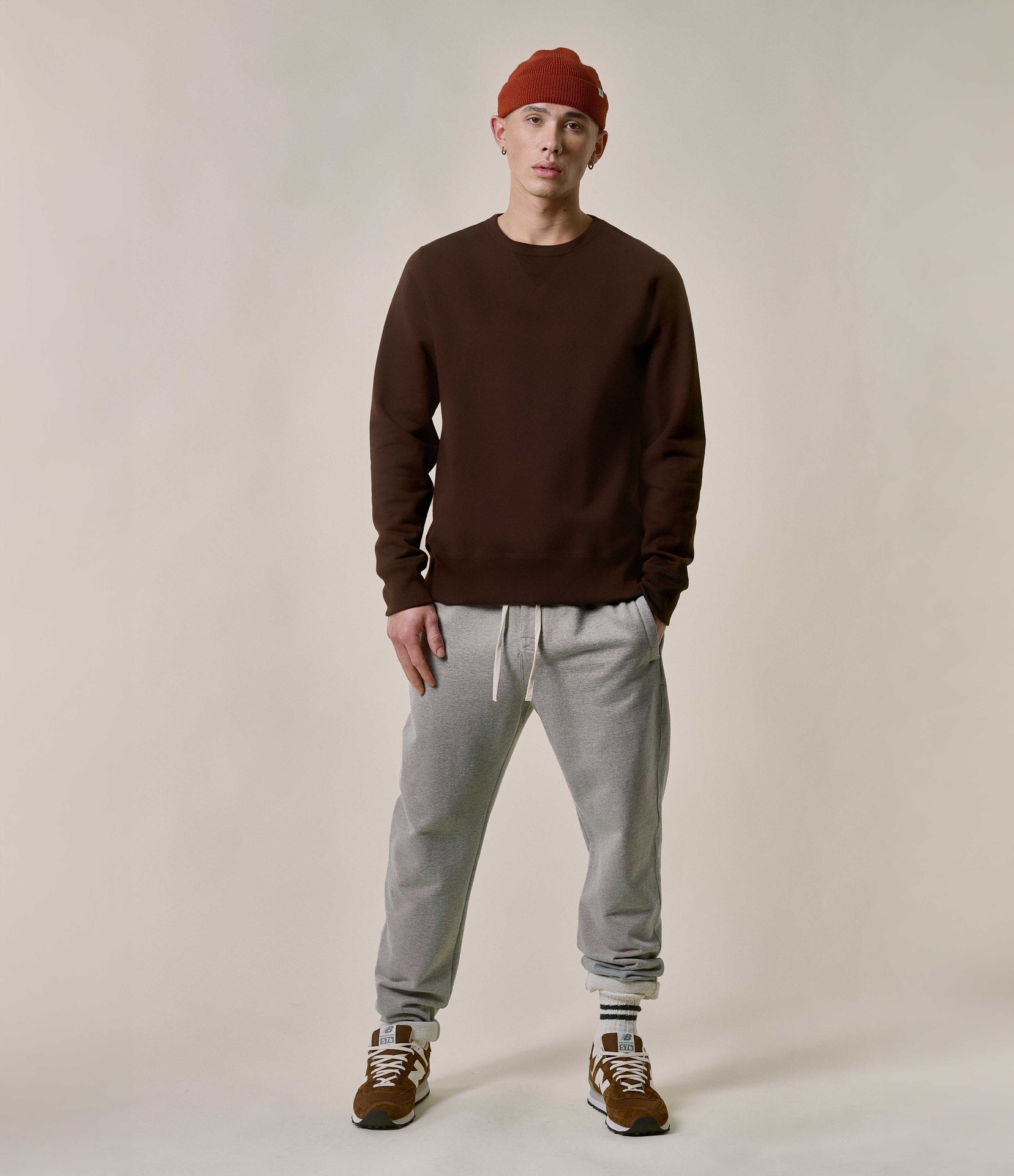 Men Merz B. Schwanen 3S48 loopwheeled heavy Sweatshirts Coffee | MERZ7613408