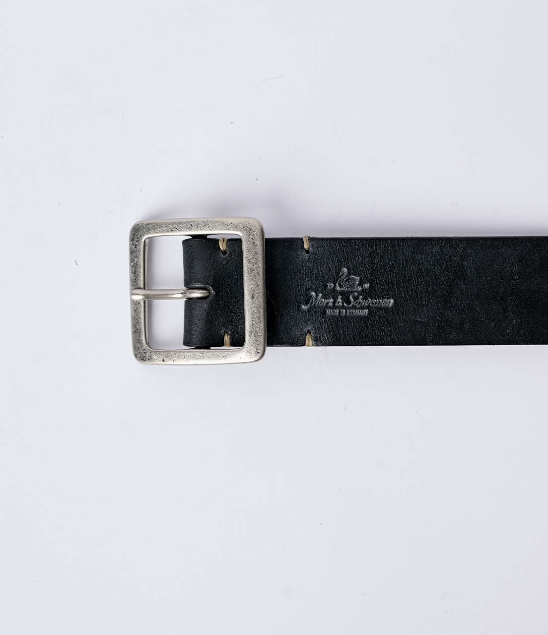 Men Merz B. Schwanen BELT40 Saddle Leather (4cm / 1.57in) Belt Black / Grey | MERZ4076932