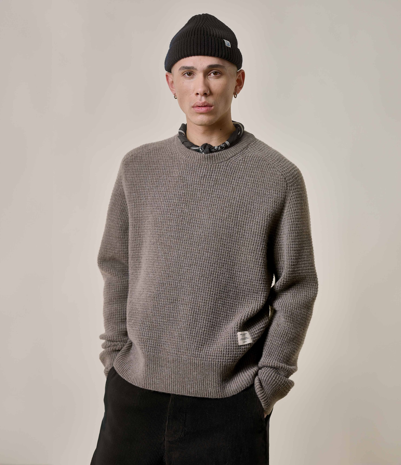 Men Merz B. Schwanen BLADE02 waffle structured Pullover Dark Grey | MERZ0415396