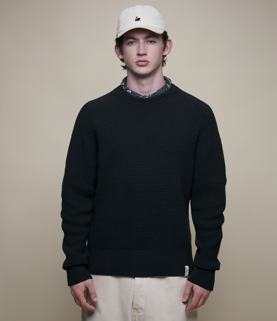 Men Merz B. Schwanen BLADE02 waffle structured Pullover Black | MERZ6839410