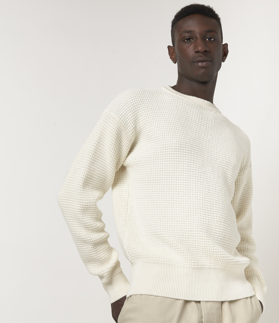 Men Merz B. Schwanen CCWC01 waffle Pullover Beige | MERZ2618450
