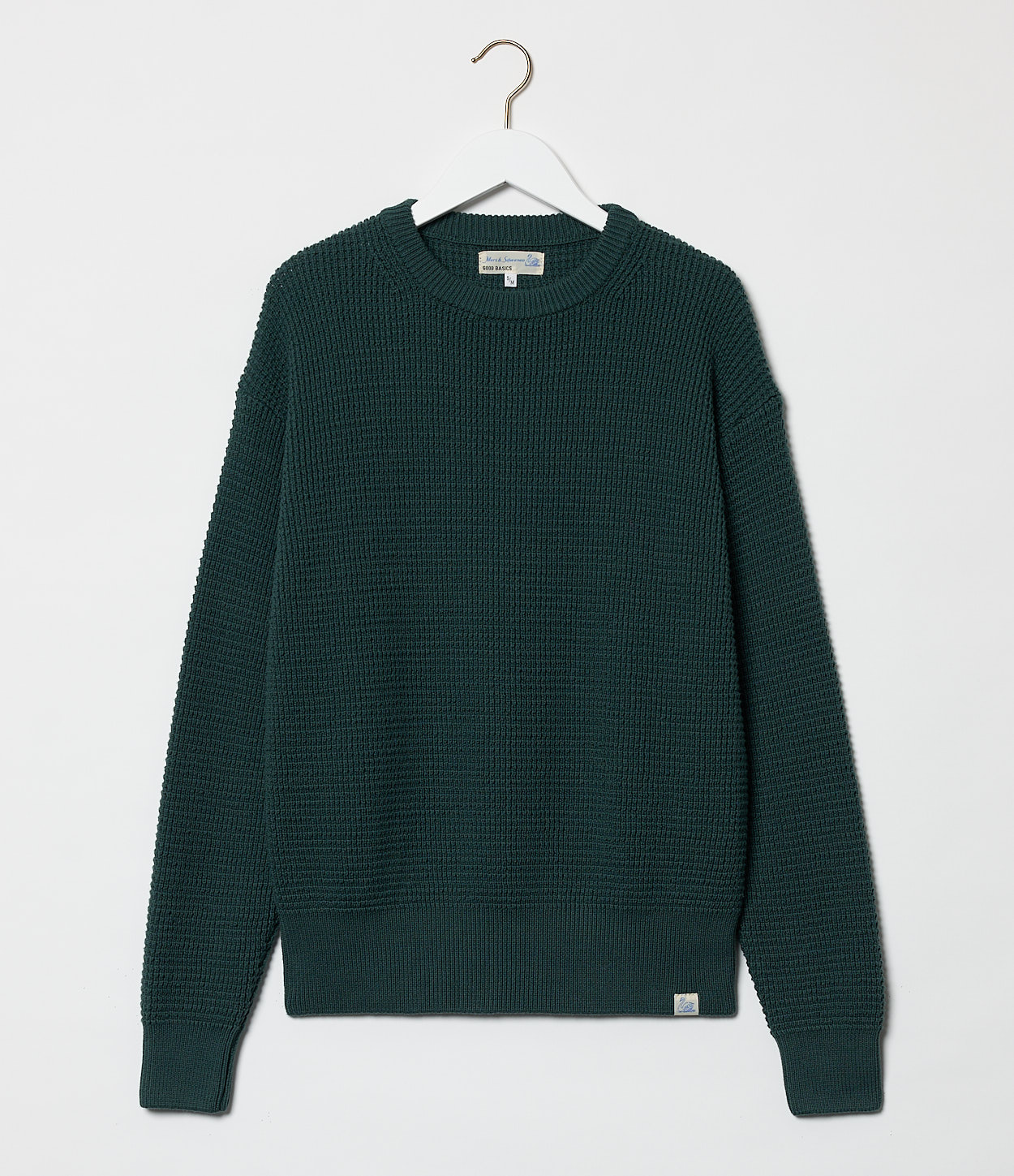 Men Merz B. Schwanen CCWC01 waffle Pullover Green Grey | MERZ3471965