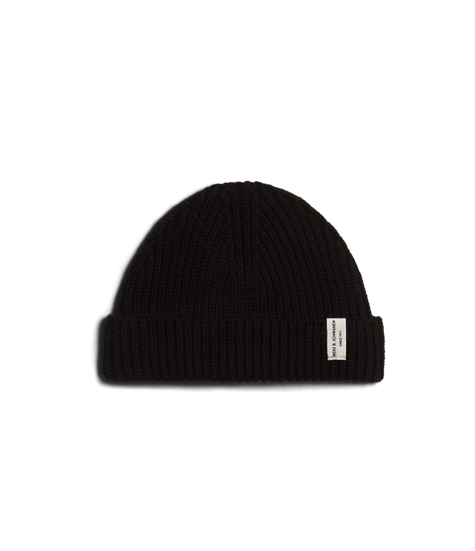 Men Merz B. Schwanen MWBN02 sturdy Beanie Black | MERZ0957648