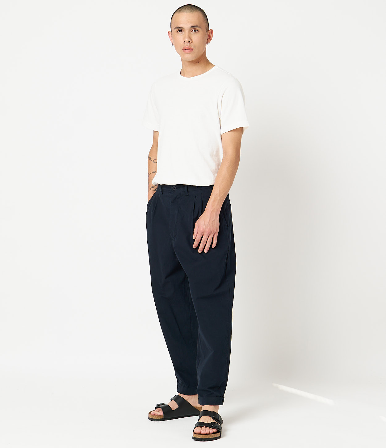 Men Merz B. Schwanen PANTS03 pleated-front Pants Navy | MERZ9028641