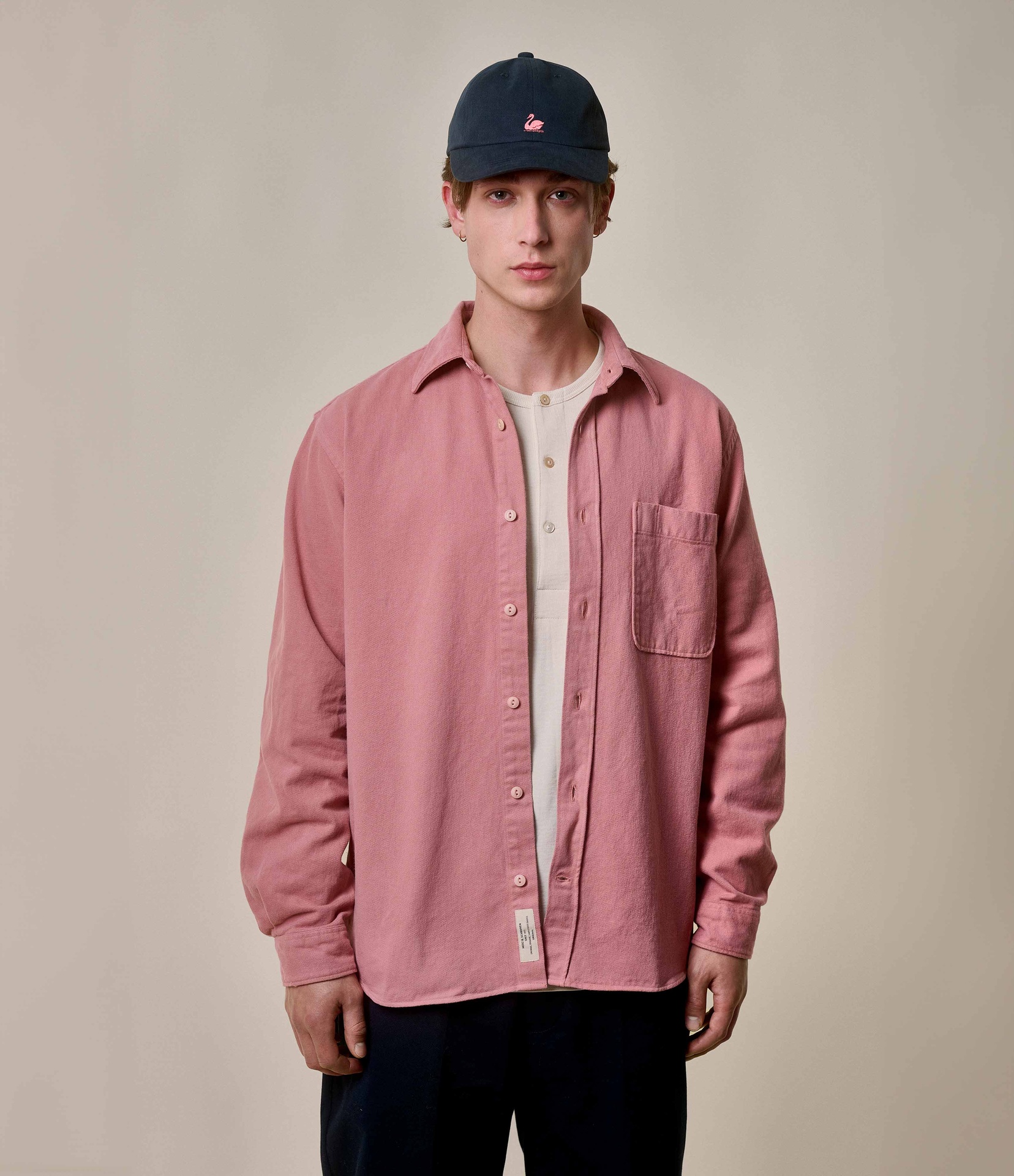 Men Merz B. Schwanen SHIRT01T organic cotton broken twill Shirts Rose | MERZ3019874