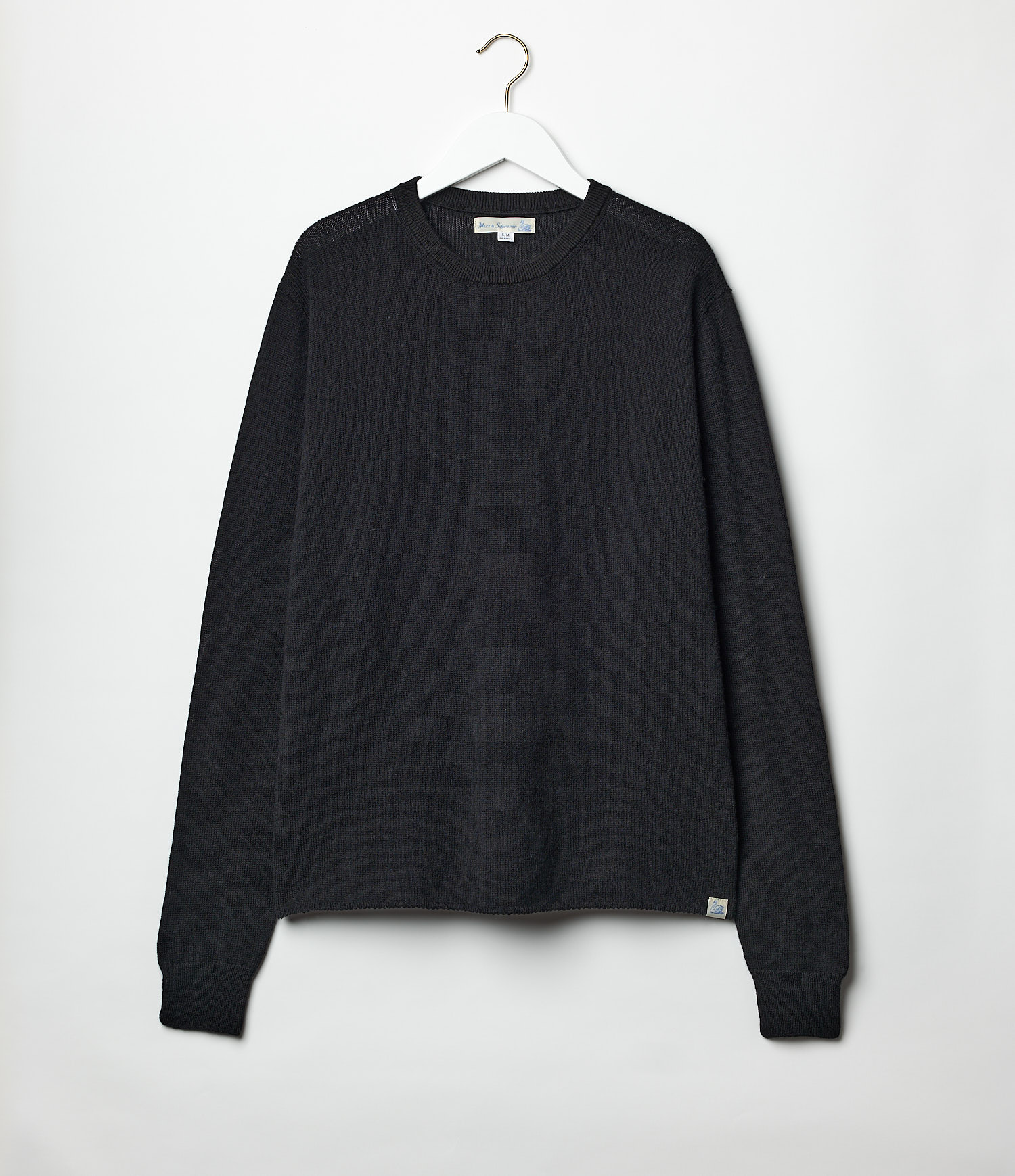 Men Merz B. Schwanen SKCN02 knitted longsleeve T Shirts Black | MERZ5914238