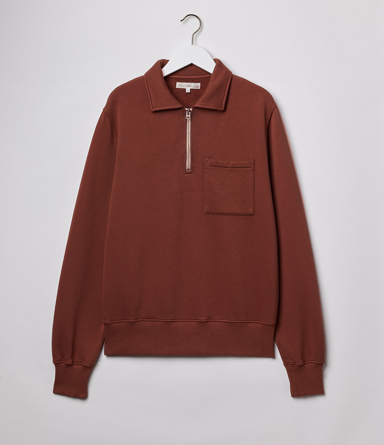 Men Merz B. Schwanen ZIPC01 zip collar Sweatshirts Brown | MERZ1245978