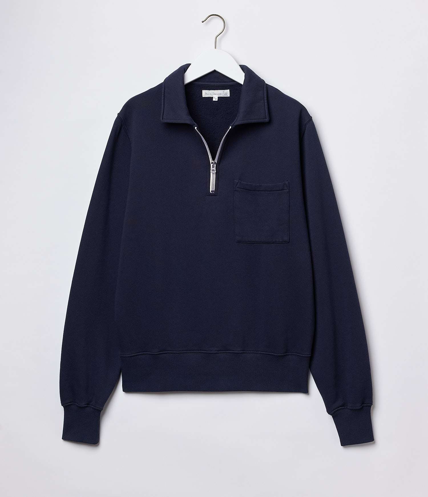 Men Merz B. Schwanen ZIPC01 zip collar Sweatshirts Navy | MERZ0125863