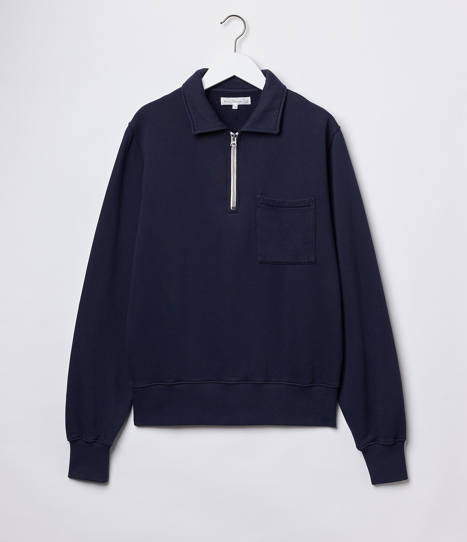 Men Merz B. Schwanen ZIPC01 zip collar Sweatshirts Navy | MERZ0125863