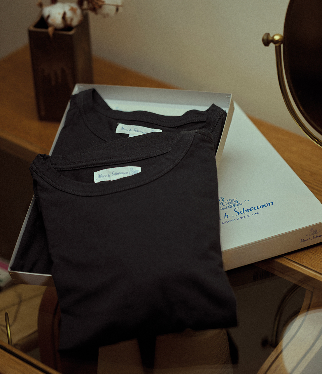 Women Merz B. Schwanen 2PPIMATEE02 2-Pack: Crew T Shirts Black | MERZ9470216