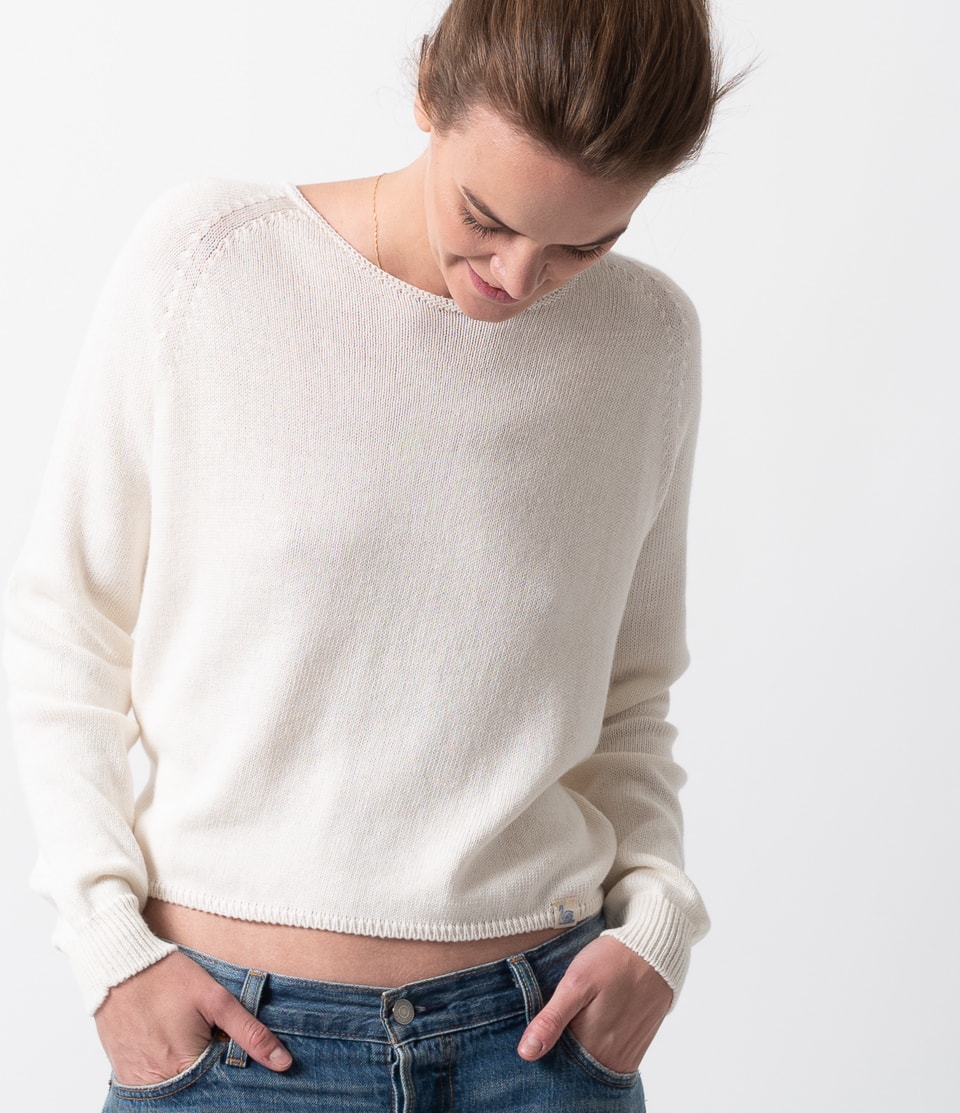 Women Merz B. Schwanen CC21 cropped raglan Pullover Beige | MERZ7860934
